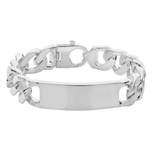 Silver Mens' Curb Id Bracelet 81.93g